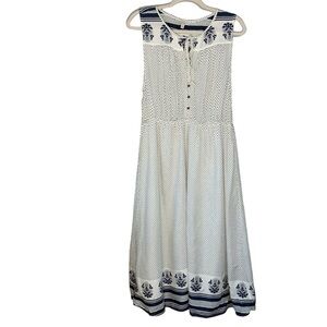 Lucky Brand blue and‎ white polka dot sleeveless maxi dress. Size L